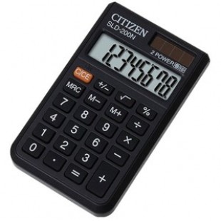 Калькулятор Citizen карман 08р, двойное питание, черный, книжечка, 98*62*8