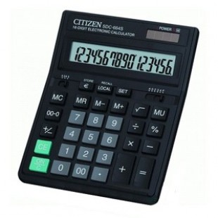 Калькулятор Citizen настол большой 16р, 2-е питание, черный пластик, наценка, 199х153х31