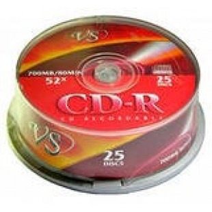 Компакт-диск CD-R записывающийся VS 700MB, 80 мин, 52х, 25 шт/уп Cake box