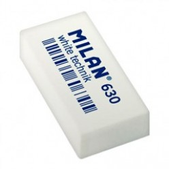 Ластик Milan White Technic мягкий прямоугольный скошенный, из каучука, размер 40х13х10мм