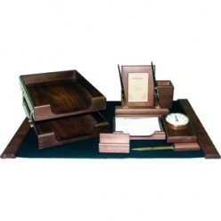 Набор настольный деревянный 10 предметов Bestar, орех (подст д/руч,бум,виз,календ,часы,стакан)