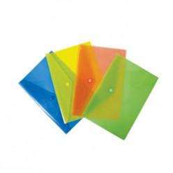 Папка-конверт пластиковая с кнопкой А4, 0.18мм, полупрозрачный, цвет синий (PK803Ablu)