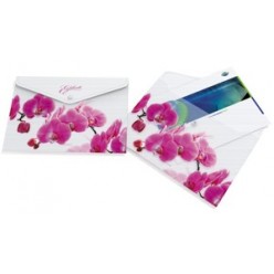 Папка-конверт пластиковая с кнопкой А4, полупрозрачный с цветочным орнаментом, цвет розовый Romantiq