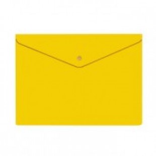 Папка-конверт пластиковая с кнопкой А4, 0.18мм, непрозрачная, цвет желтый (PK803ANyel)