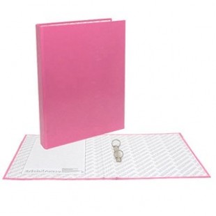 Папка картонная 2 кольца А4 35мм ламинированная, NEON, розовая