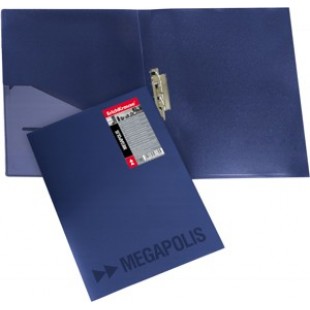 Папка пластиковая зажим + карман А4 EK Megapolis синий 