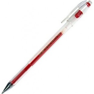 Ручка гел Crown, 0.5мм, корп прозр, метал/наконеч, колп/клип, КРАСНЫЙ
