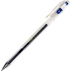 Ручка гел Crown, 0.5мм, корп прозр, метал/наконеч, колп/клип, СИНИЙ