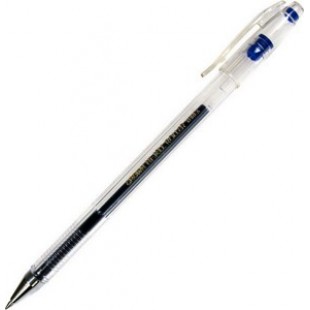 Ручка гел Crown, 0.5мм, корп прозр, метал/наконеч, колп/клип, СИНИЙ