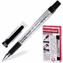 Ручка гел EK Reporter, 0.5мм, корпус прозрач, резин/наклад, метал/наконеч, колп/клип, ЧЕРНЫЙ