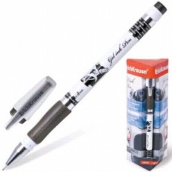 Ручка гел EK Robogel, 0.5мм, корпус серебр/черный с рисунком, резин/наклад, метал/наконеч, ИГЛА ЧЕРН
