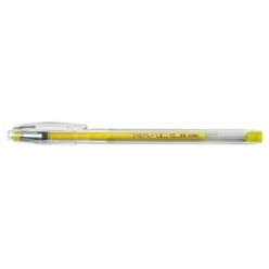 Ручка гел Crown, 0.7мм, корпус прозрач, метал/наконеч, колп/клип, ЖЕЛТЫЙ