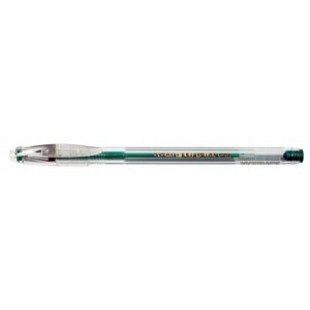 Ручка гел Crown, 0.7мм, корпус прозрач, метал/наконеч, колп/клип, МЕТАЛЛИК ЗЕЛЕНЫЙ