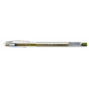 Ручка гел Crown, 0.7мм, корпус прозрач, метал/наконеч, колп/клип, МЕТАЛЛИК ЗОЛОТО