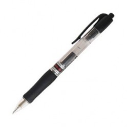 Ручка авт гел Crown, 0.7мм, корпус прозрач, резин/наклад, клип, ЧЕРНЫЙ