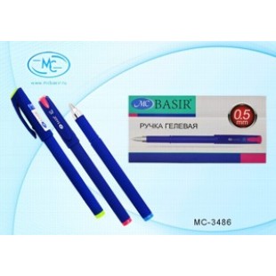 Ручка гел MC-BASIR, 0.5мм, корпус цветной с покрытием Soft, колп/клип, ИГЛА СИНИЙ