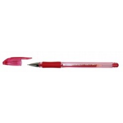 Ручка гел Crown, 0.7мм, корпус тонир/красный, резин/наклад, метал/наконеч, колп/клип, КРАСНЫЙ