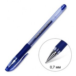 Ручка гел Crown, 0.7мм, корпус тонир/синий, резин/наклад, метал/наконеч, колп/клип, СИНИЙ