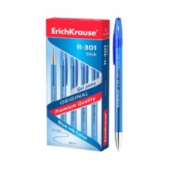 Ручка гел EK R-301 Original gel, 0.5мм, корпус синий, метал/наконеч, колп/клип, СИНИЙ