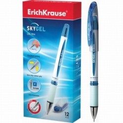 Ручка гел EK Skygel, 0.5мм, корпус бело/синий, метал/наконеч, колп/клип, ИГЛА СИНИЙ