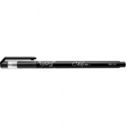 Ручка гел EK CHARM, 0.5мм, корпус черный с серебристым рисунком, метал/наконеч, колп/клип, ИГЛА ЧЕРН