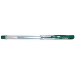 Ручка гел WORKMATE, 0.5мм, корпус прозрач, метал наконеч, колп/клип, ЗЕЛЕНЫЙ