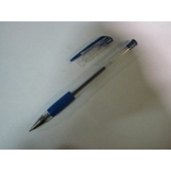 Ручка гел WORKMATE, 0.5мм, корпус прозрач, резин/наклад, метал/наконеч, колп/клип, СИНИЙ