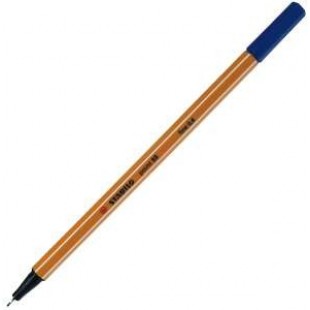 Ручка капиллярная 0,4мм Stabilo, желтый с белой полосой корпус, колпачек, цвет синий