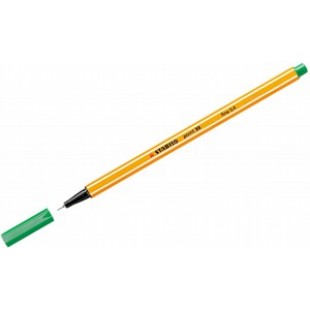 Ручка капиллярная 0,4мм Stabilo, желтый с белой полосой корпус, колпачек, цвет зеленый 