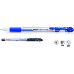 Ручка шарик Flair Monitor, 0.7мм, корпус прозрач, резин/наклад, метал/наконеч, 131мм, ИГЛА СИНИЙ