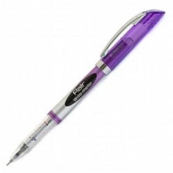 Ручка шарик Flair Writo-Meter, 0.5мм, корпус серебр/фиолет, колп/метал/клип, СИНИЙ