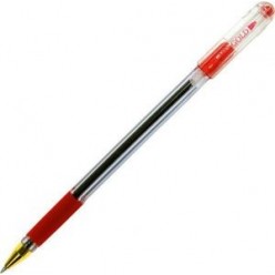 Ручка масл Munhwa MC Gold, 0.5мм, корпус прозрач, резин/наклад, метал/наконеч, колп/клип, КРАСНЫЙ