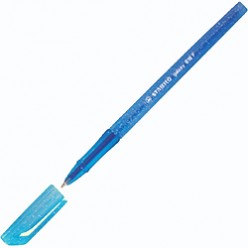 Ручка шарик Stabilo Galaxy, 0.2мм, корпус тонир/белый/блёстки, колп/клип, СИНИЙ