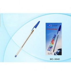 Ручка шарик MC BASIR, 1.0мм, корпус прозрач, колп/клип, одноразовая, СИНИЙ