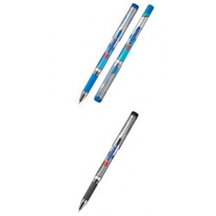 Ручка масл Cello Butterflow, 0.6мм, корпус серый, резин/наклад, метал/наконеч, колп/метал/клип, ЧЕРН