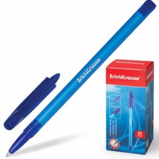 Ручка шарик EK R-101, 0.7мм, корпус тониров/синий, одноразовая, колп/клип, СИНИЙ