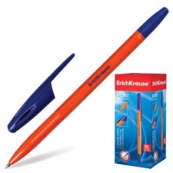 Ручка шарик EK R-301 orange, 0.7мм, корпус оранжевый/синий, колп/клип, СИНИЙ