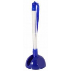 Ручка настол шарик Buro, корпус прозрач/синий, пластик/пружина, подставка/липучке, СИНИЙ
