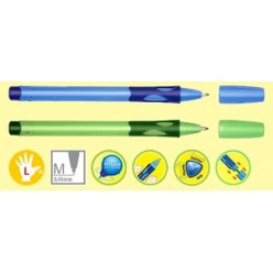 Ручка шарик Stabilo Пиши правильно, 0.5мм,  для левшей, корпус голубой, резин/наклад, колп, СИНИЙ