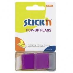 Закладки 45*25мм, 1цв*50л, пластик, POP-UP (ZZ-сложение), фиолетовый (26014)