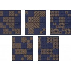 Тетрадь А5, 048л, линия, скрепка, обл картон, офсет, Арабский узор.Бронза+синий